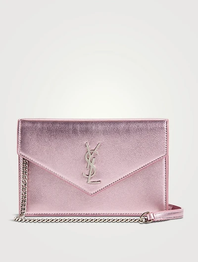 YSL Monogram Metallic Leather Chain Wallet