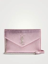 YSL Monogram Metallic Leather Chain Wallet