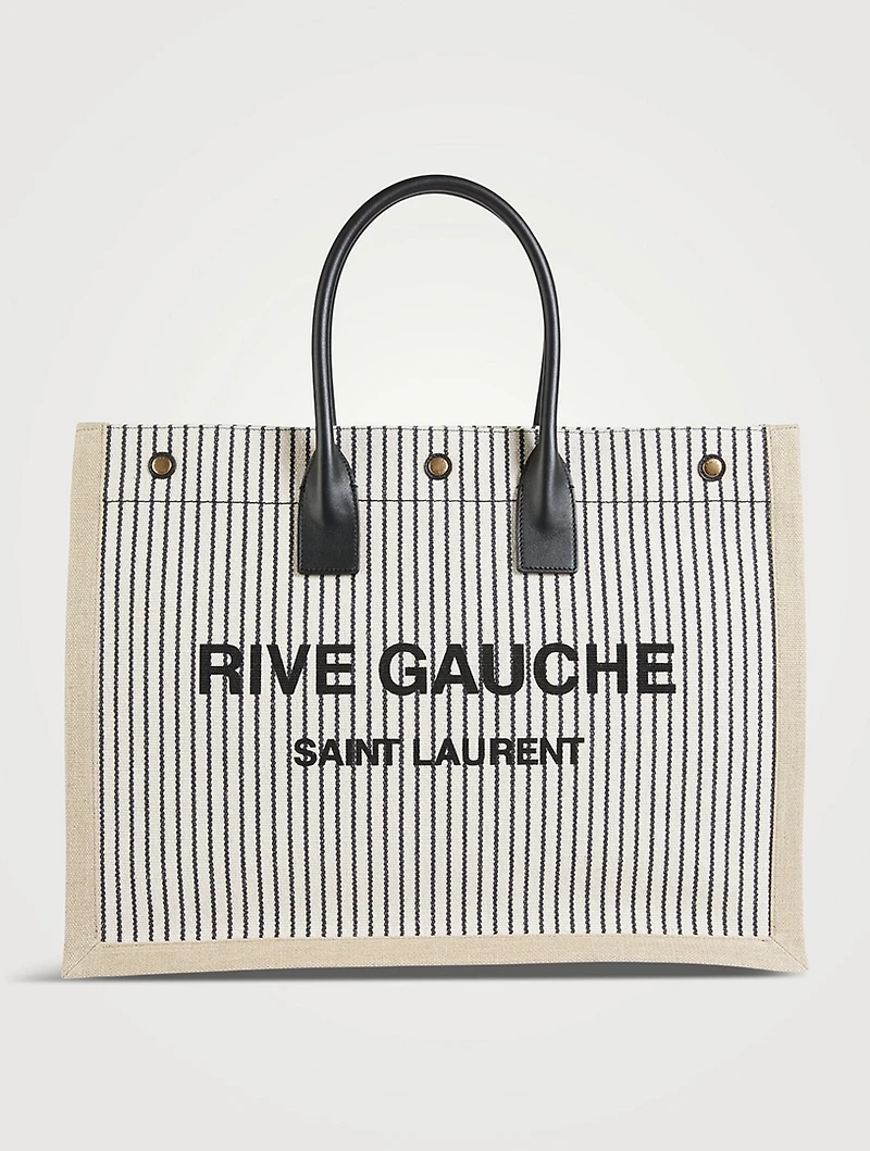 Rive Gauche Canvas Tote Bag In Stripe Print