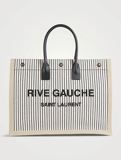 Rive Gauche Canvas Tote Bag In Stripe Print
