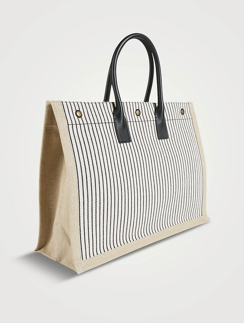 Rive Gauche Canvas Tote Bag In Stripe Print