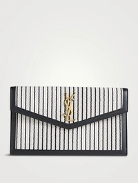 Medium Uptown Canvas Clutch In Stripe Print