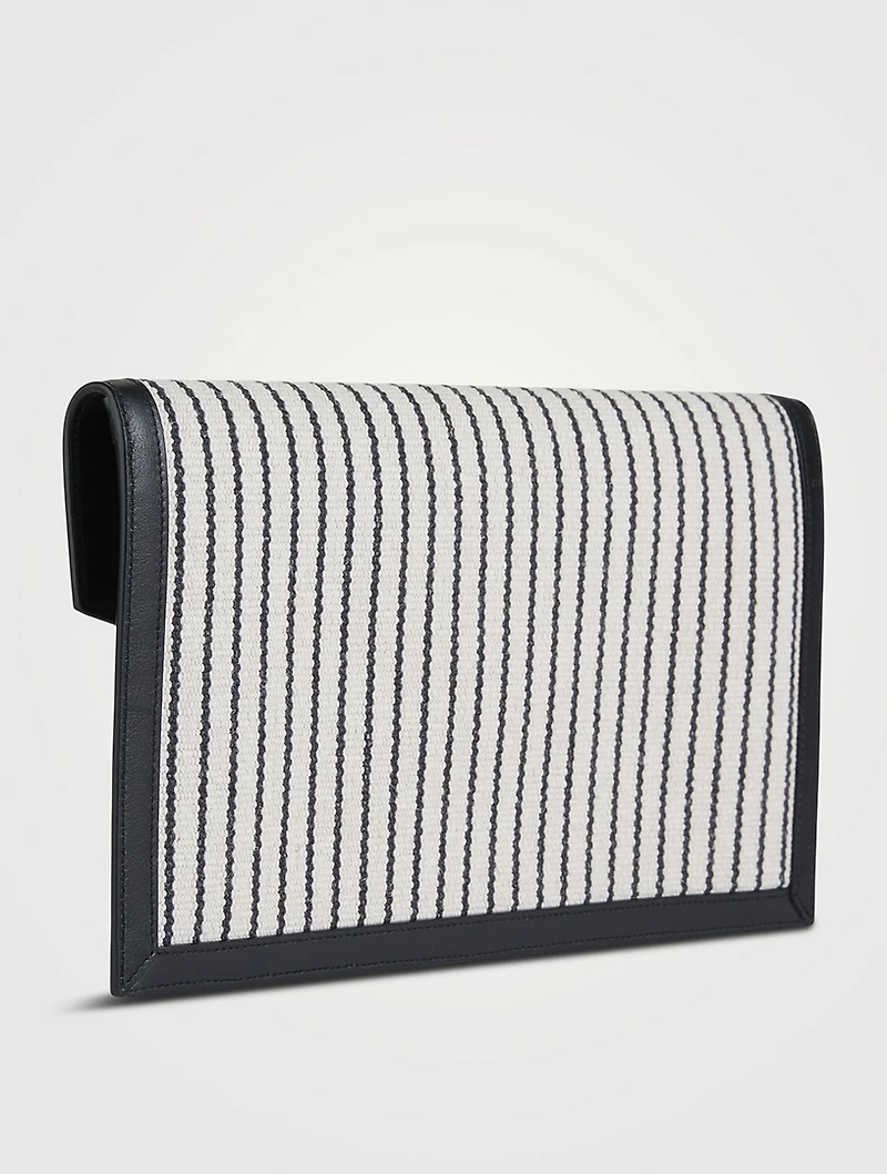 Medium Uptown Canvas Clutch In Stripe Print