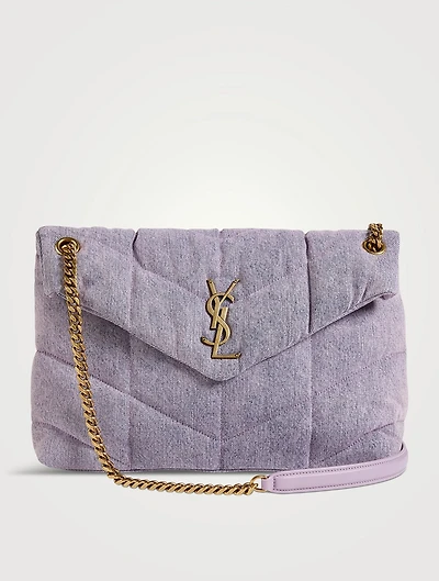 Medium Loulou Puffer YSL Monogram Denim Chain Bag