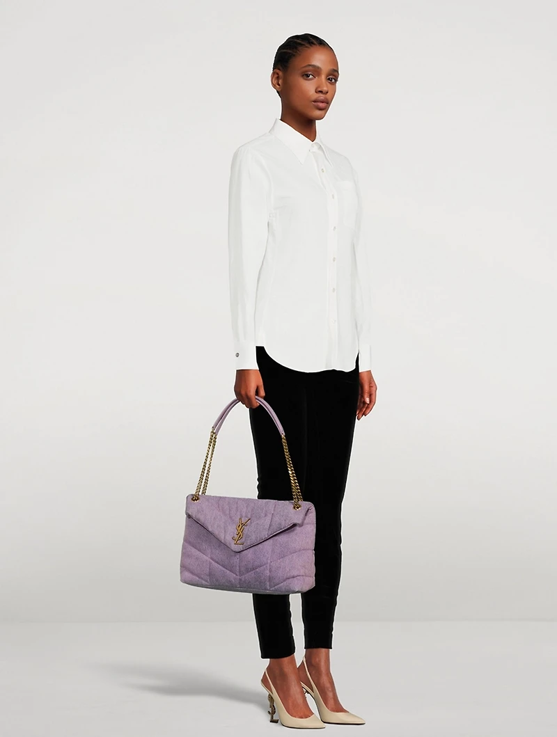 Medium Loulou Puffer YSL Monogram Denim Chain Bag