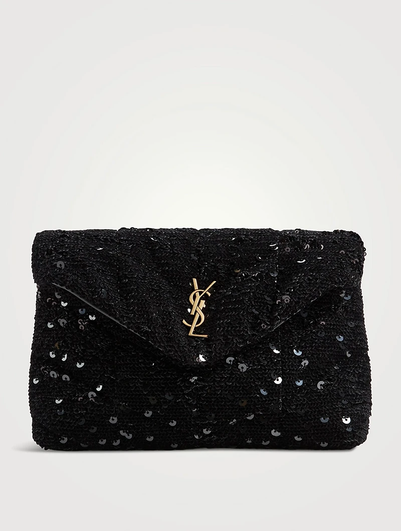 Lou Puffer Sequin Satin Clutch