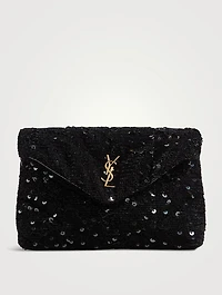 Lou Puffer Sequin Satin Clutch