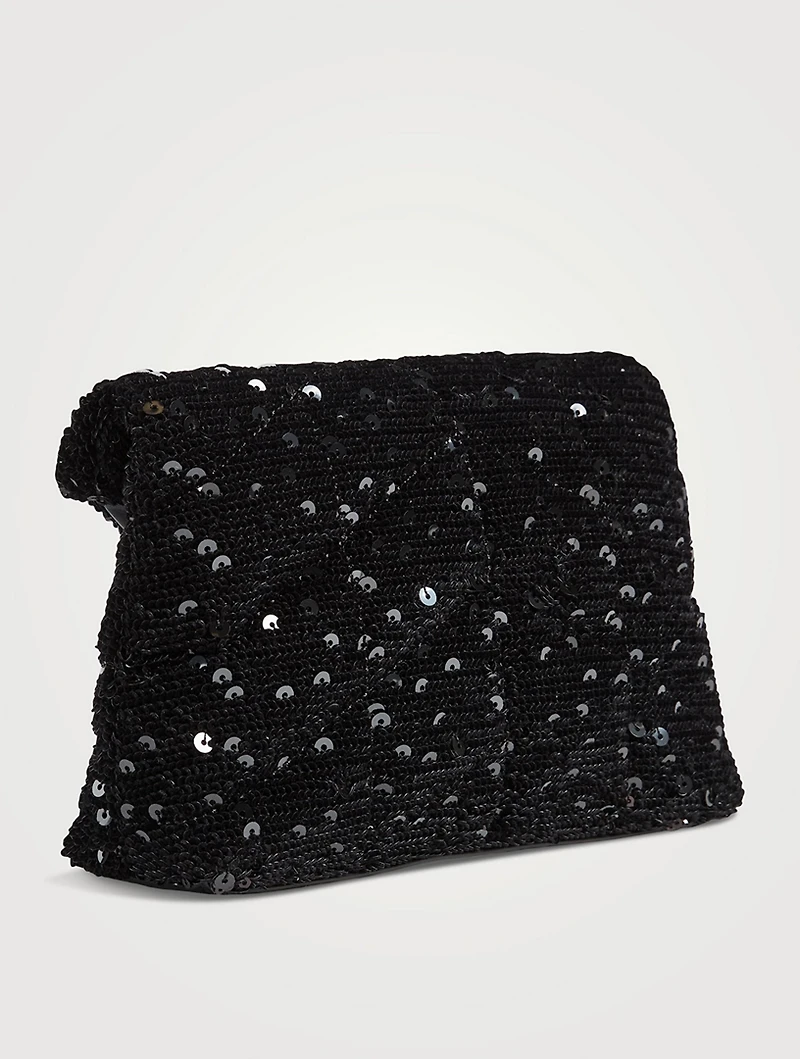 Lou Puffer Sequin Satin Clutch