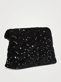 Lou Puffer Sequin Satin Clutch