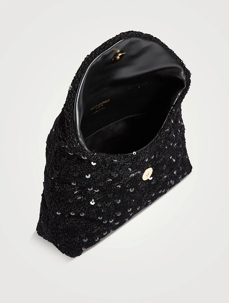 Lou Puffer Sequin Satin Clutch