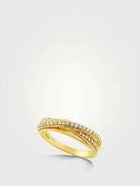Wave 18K Gold Ring With Diamonds