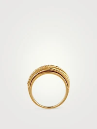 Wave 18K Gold Ring With Diamonds