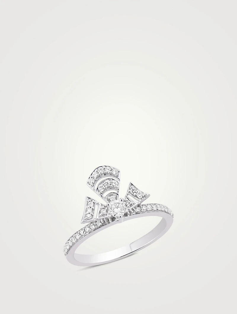 Labyrinth 18K White Gold Ring With Diamonds