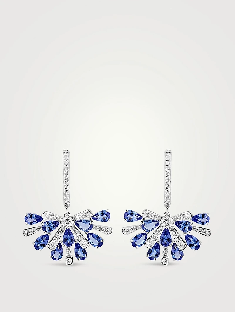 Botanica 18K White Gold Earrings With Diamonds And Blue Tanzanite