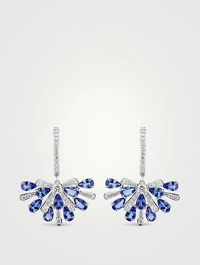 Botanica 18K White Gold Earrings With Diamonds And Blue Tanzanite