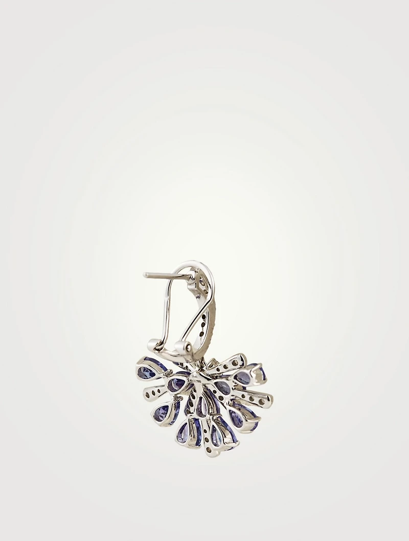 Botanica 18K White Gold Earrings With Diamonds And Blue Tanzanite