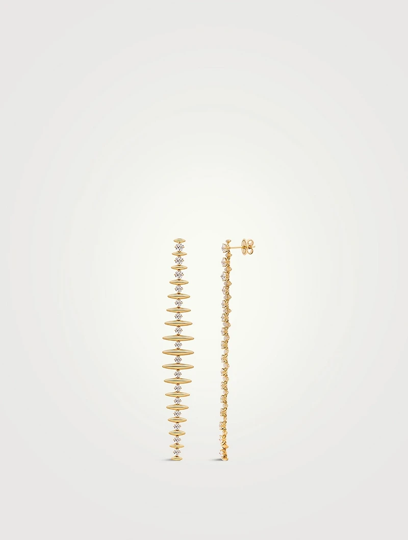 Tribal 18K Gold Earrings With Diamonds