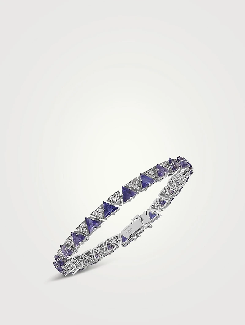 Botanica 18K White Gold Bracelet With Diamonds And Violet Iolite