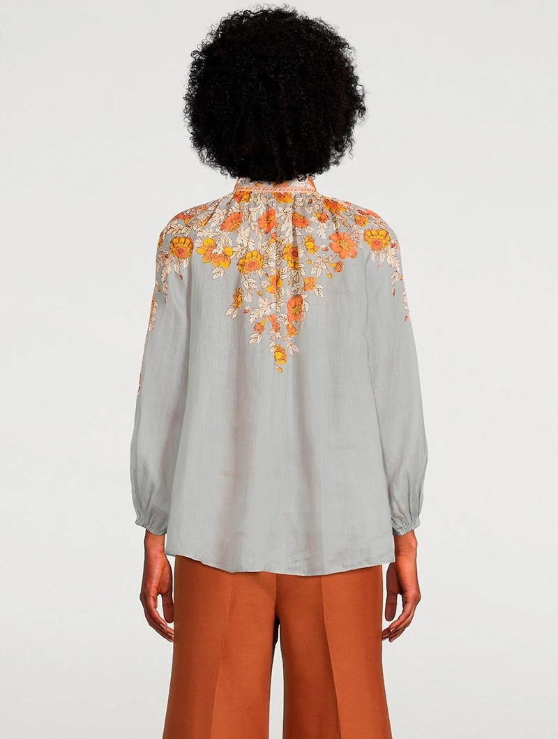 Andie Puff-Sleeve Blouse Floral Print