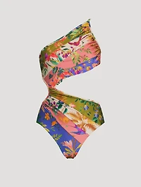 Tropicana Asymmetric One-Piece Swimsuit Floral Print
