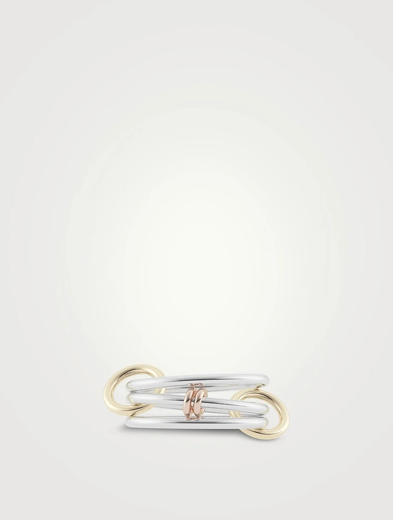 Acacia SG Sterling Silver And 18K Gold Stacked Ring With Diamonds