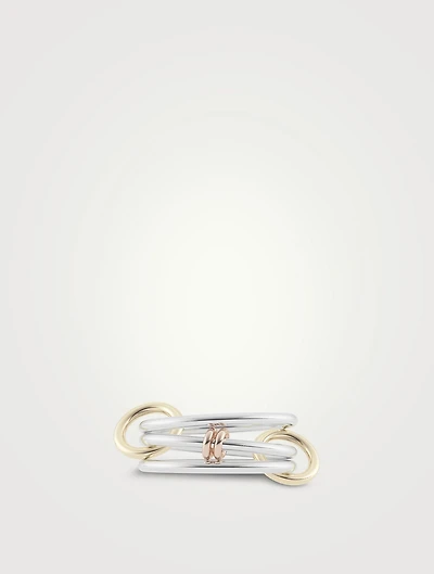 Acacia SG Sterling Silver And 18K Gold Stacked Ring With Diamonds
