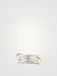 Acacia SG Sterling Silver And 18K Gold Stacked Ring With Diamonds