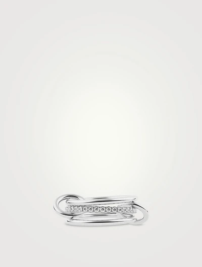 Sonny Blanc 18K White Gold Stacked Ring With Diamonds