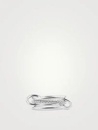 Sonny Blanc 18K White Gold Stacked Ring With Diamonds