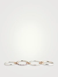 Nimbus SG Dawn Sterling Silver And 18K Rose Gold Stacked Ring With Sapphire, Tanzanite, and Diamonds