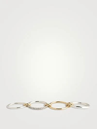 Nimbus SG Gris Sterling Silver And 18K Gold Stacked Ring With Diamonds