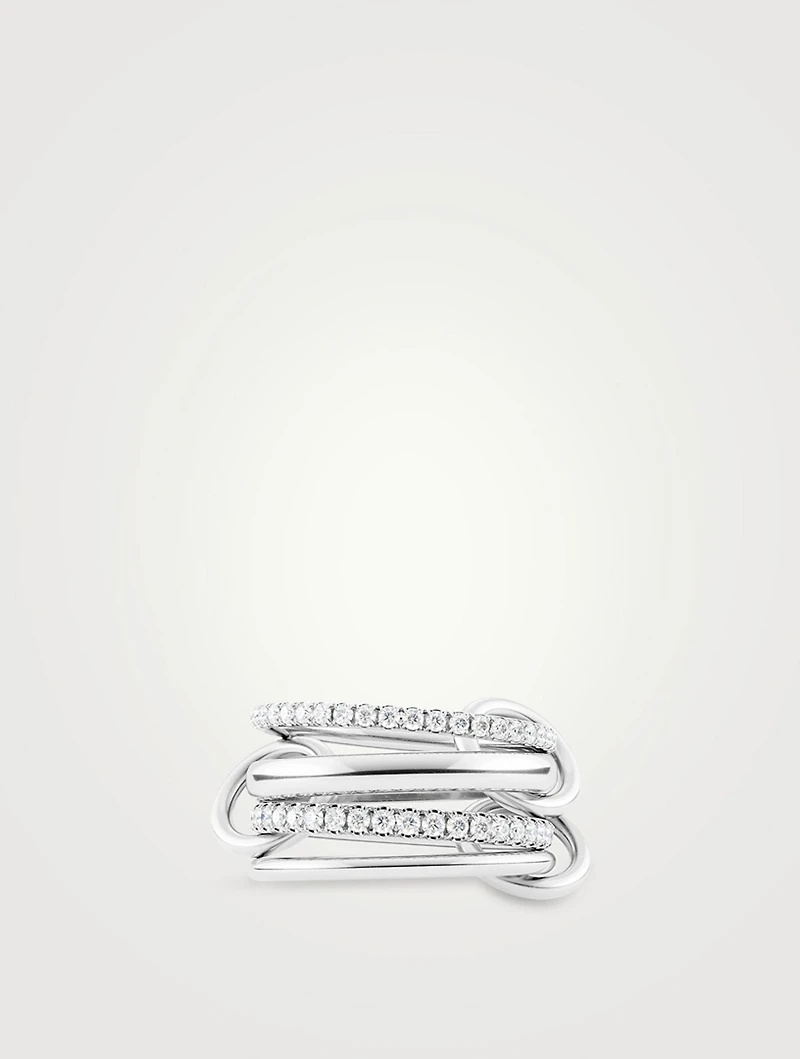 Polaris Blanc 18K White Gold Stacked Ring With Diamonds