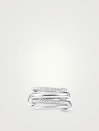 Polaris Blanc 18K White Gold Stacked Ring With Diamonds