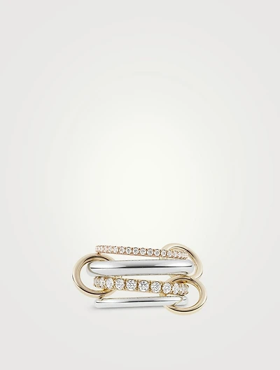 Stella MX Sterling Silver And 18K Gold Stacked Ring With Diamonds