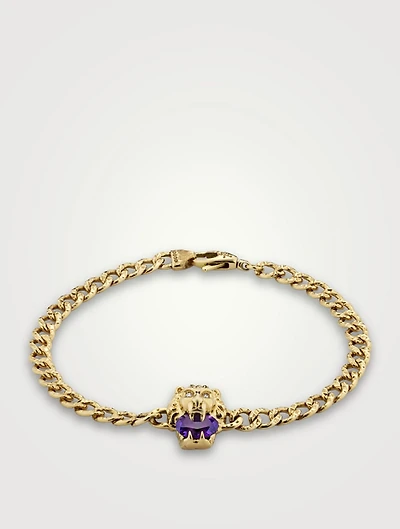 Lion Head 18K Bracelet With Diamonds And Amethyst