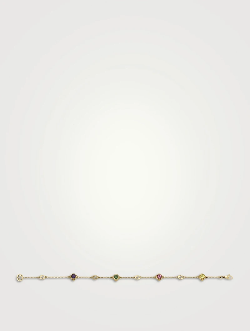 Interlocking G 18K Gold Bracelet With Gemstones