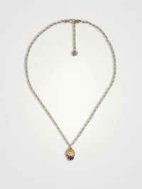 Lion Head 18K Gold Necklace With Amethyst Stone And Diamonds
