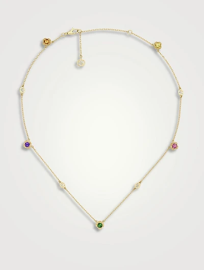 Interlocking G 18K Gold Necklace With Gemstones