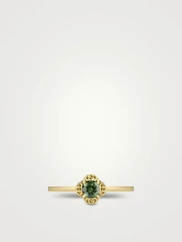 Interlocking G 18K Gold Ring With Tourmaline