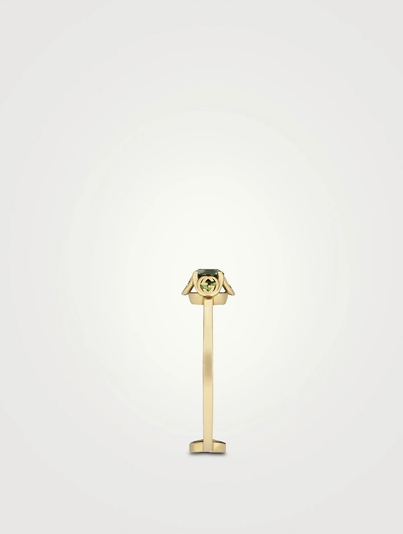 Interlocking G 18K Gold Ring With Tourmaline