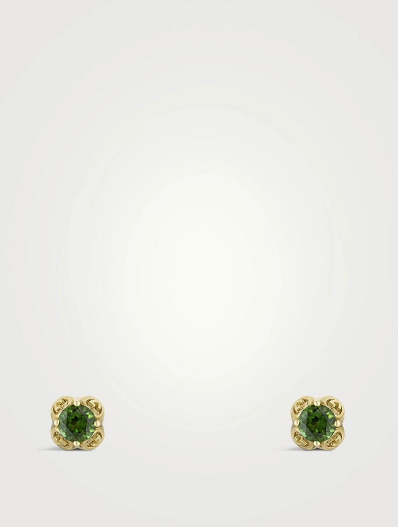 Interlocking G 18K Gold Earrings With Tourmaline