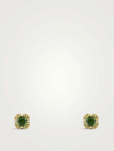 Interlocking G 18K Gold Earrings With Tourmaline