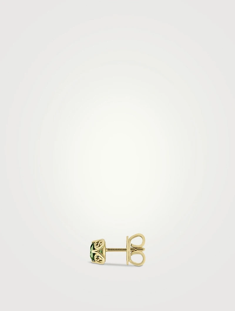 Interlocking G 18K Gold Earrings With Tourmaline