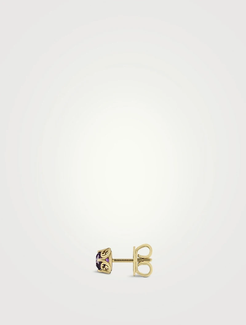 Interlocking G 18K Gold Earrings With Amethyst