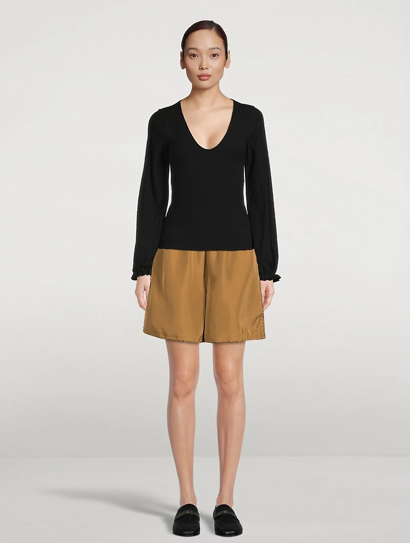 Embroidered Silk Shorts