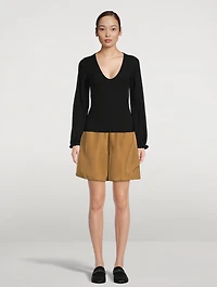 Embroidered Silk Shorts