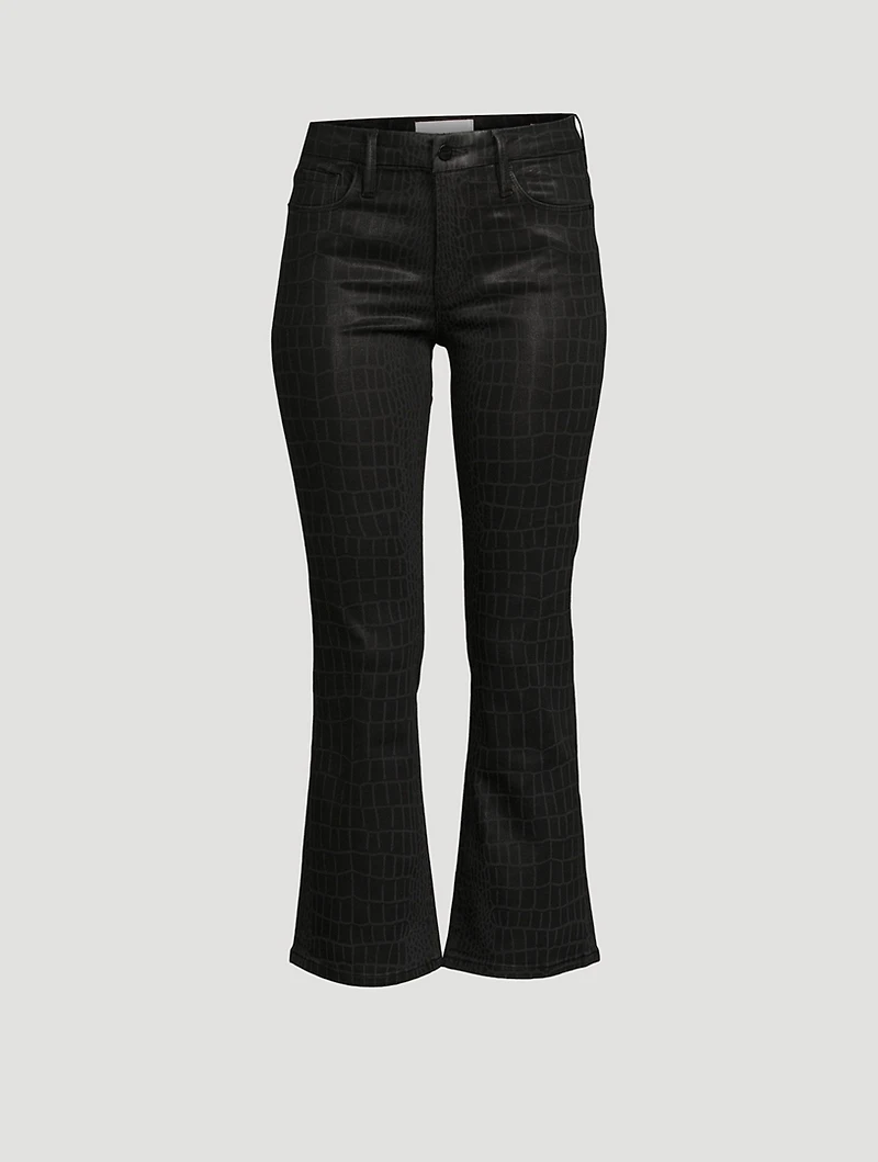Le Crop Mini Bootcut Croc-Embossed Jeans