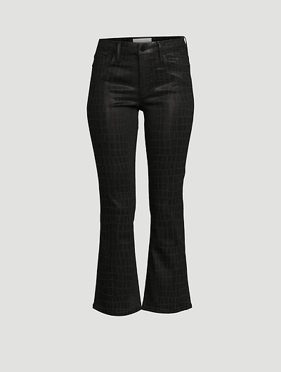 Le Crop Mini Bootcut Croc-Embossed Jeans
