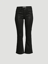 Le Crop Mini Bootcut Croc-Embossed Jeans
