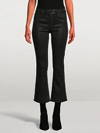 Le Crop Mini Bootcut Croc-Embossed Jeans